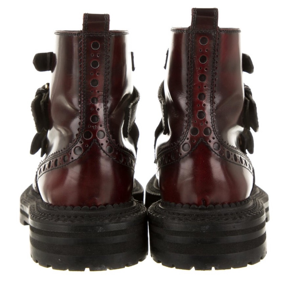 Burberry Burgundy Leather Boots with Buckles - Picture 4 of 5